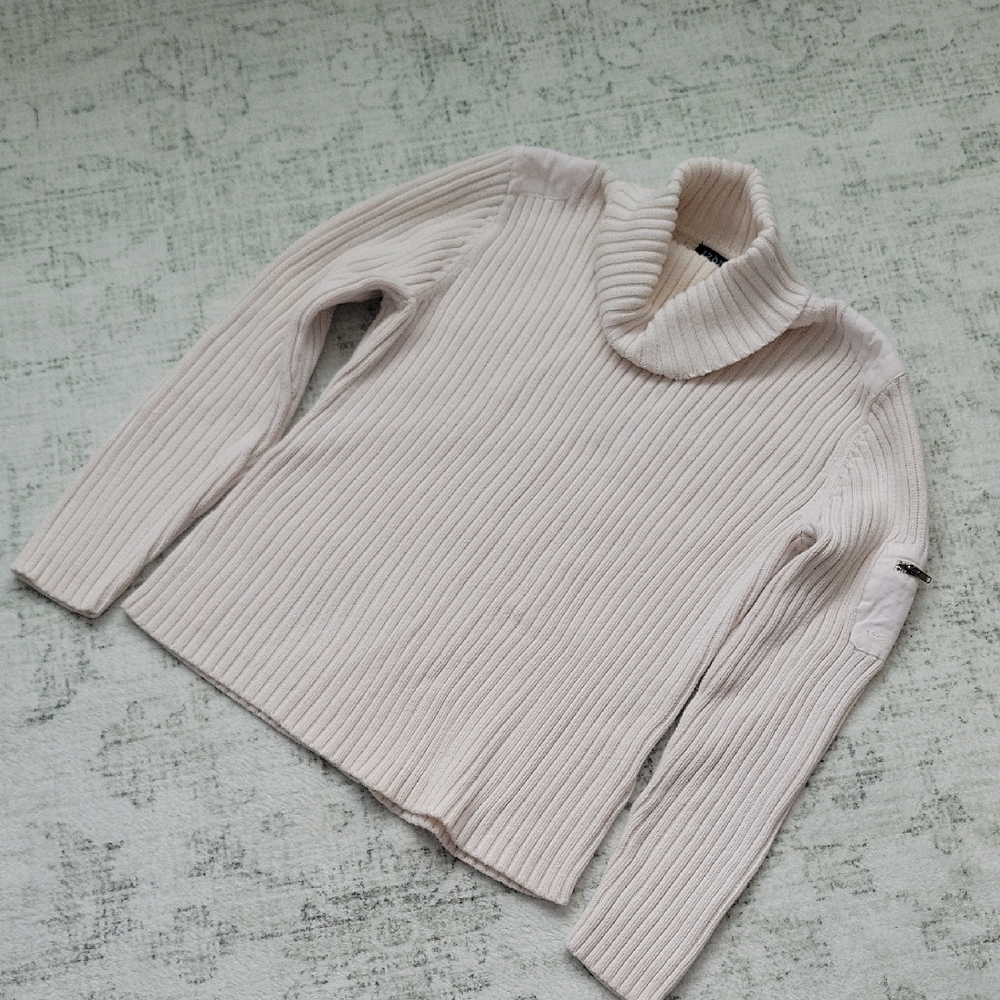 Izod Women's Ribbed Cowl Neck Sweater in Light Pink